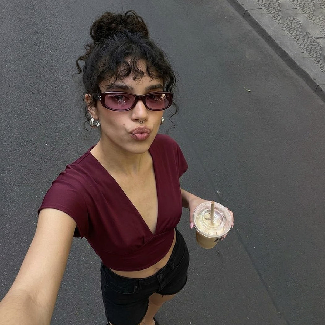 Crop top escote en V