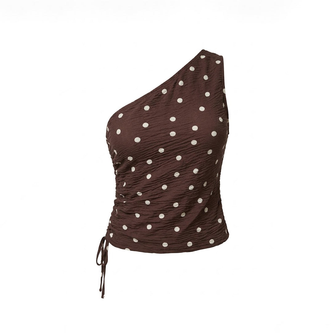 Blusa asimétrica polka dots