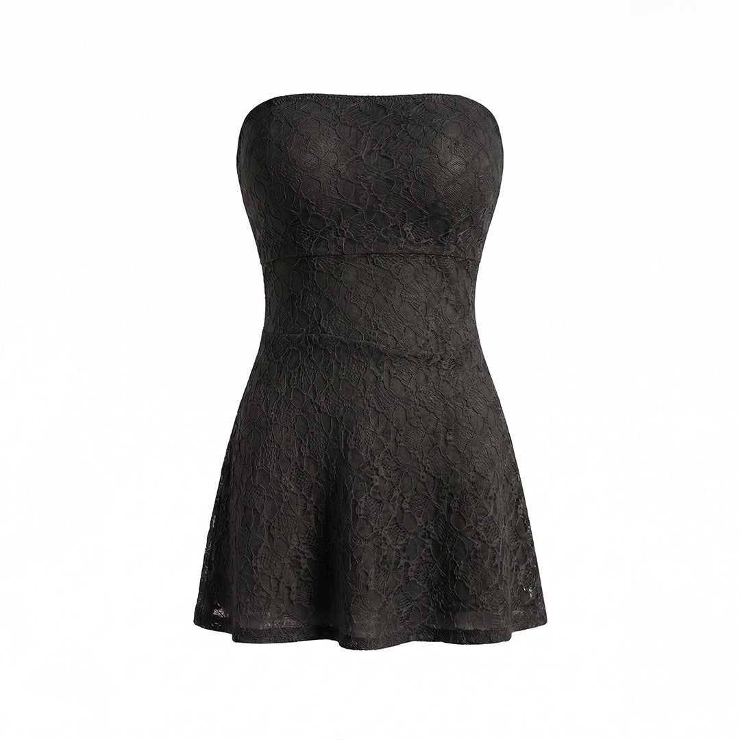 Vestido strapless encaje