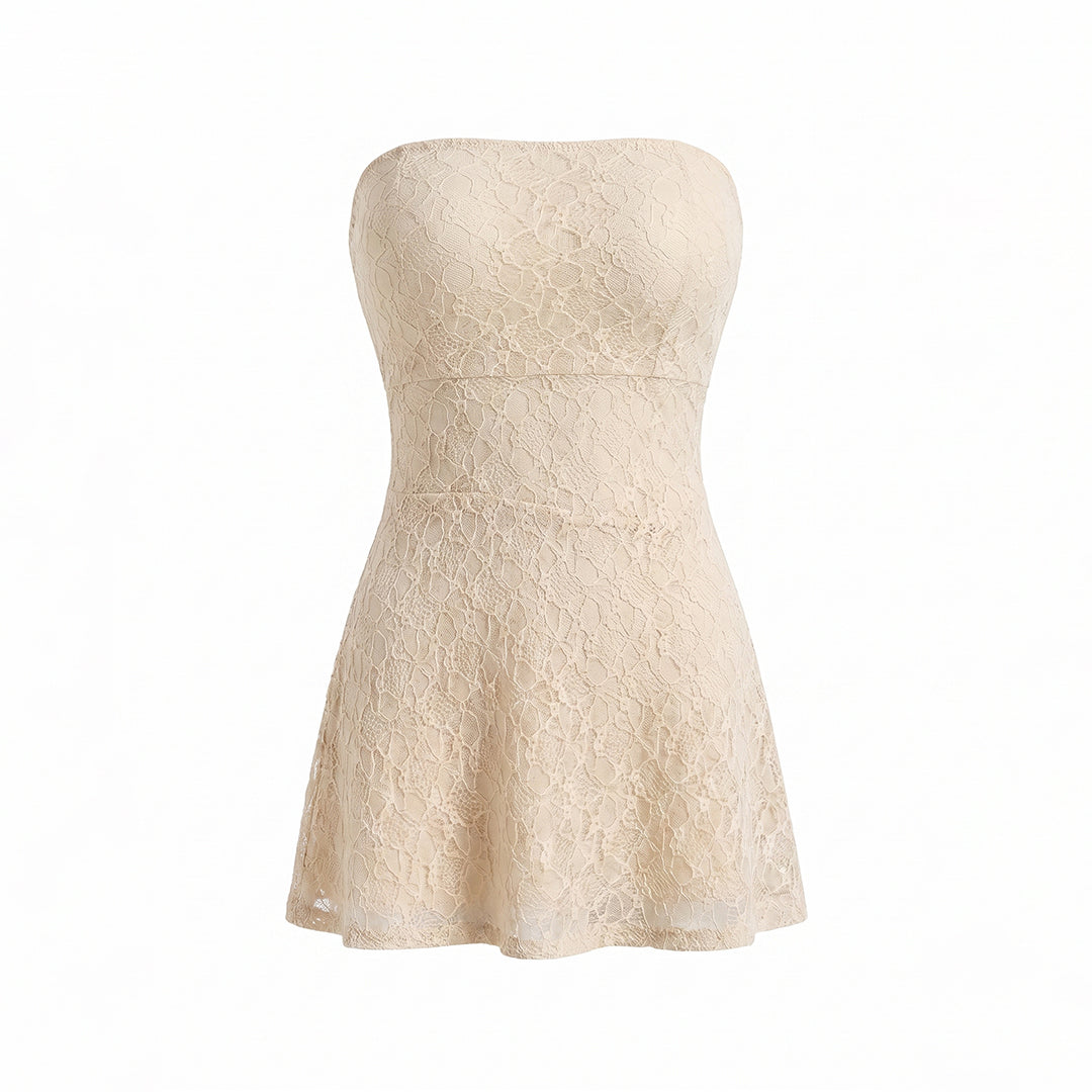 Vestido strapless encaje