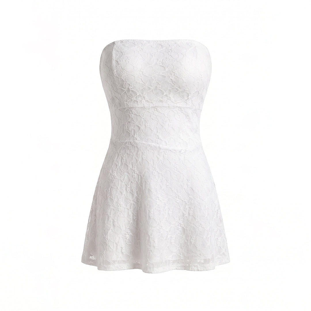 Vestido strapless encaje