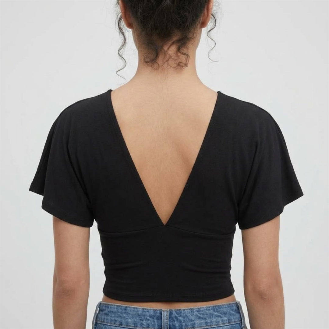 Crop top escote en V
