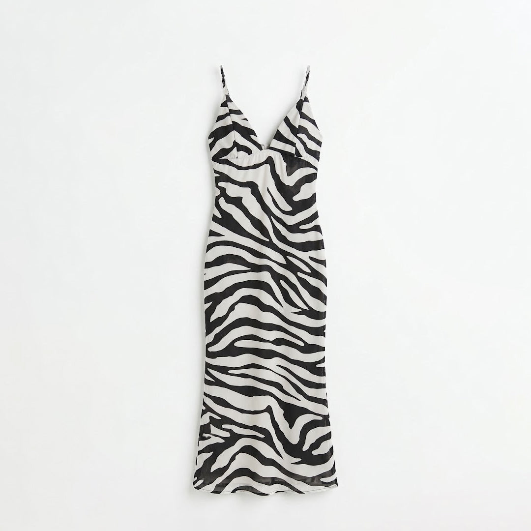 Vestido midi animal print