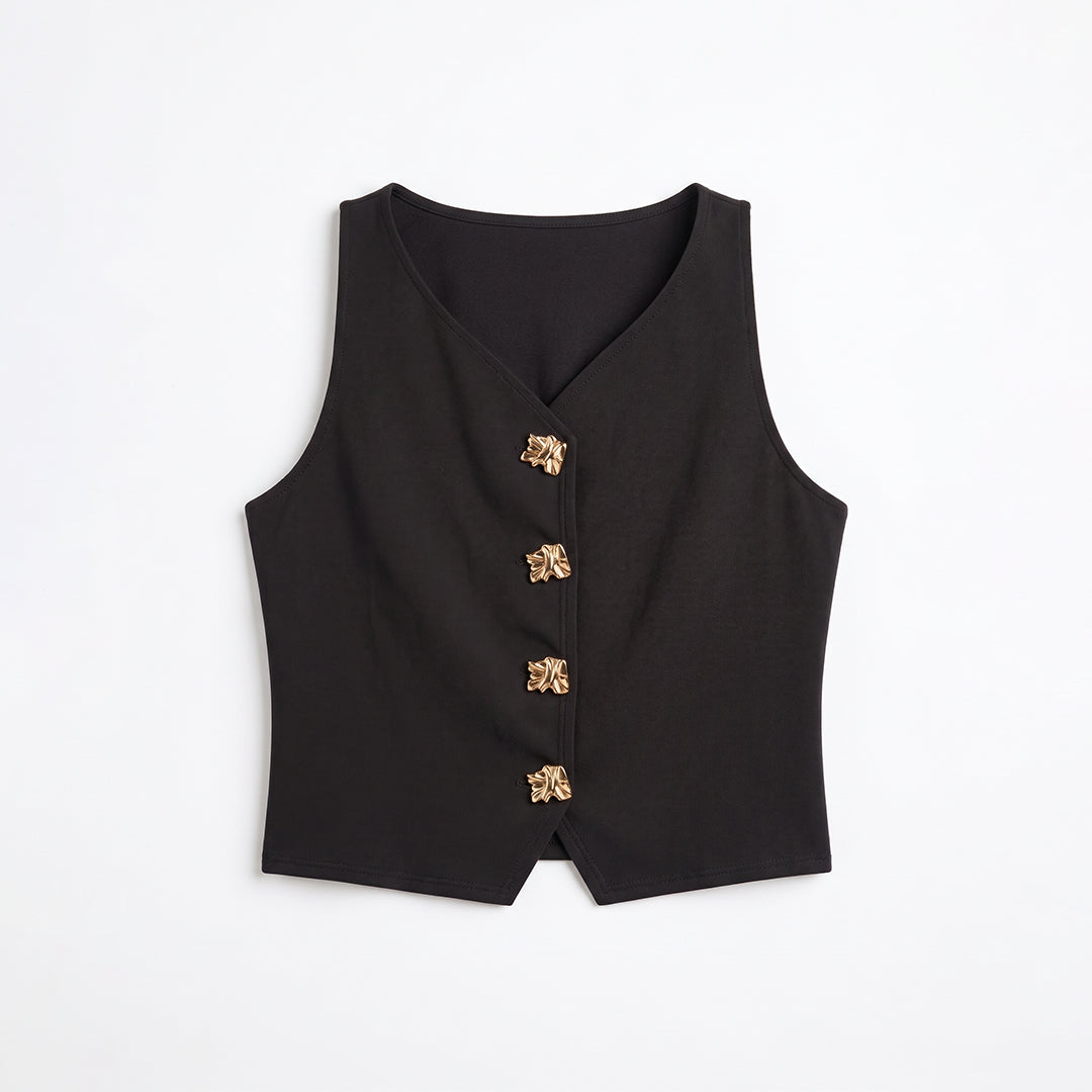 Blusa tipo chaleco botones joya