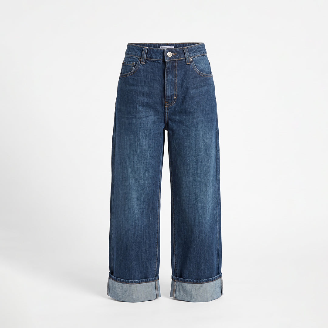 Jeans de corte ancho con dobladillo