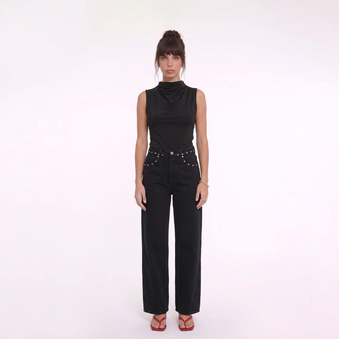 Blusa cuello alto al agua