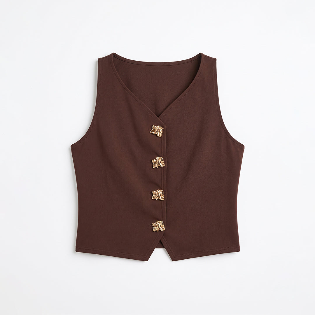 Blusa tipo chaleco botones joya