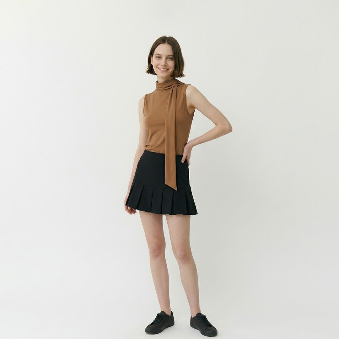 Blusa cuello alto bufanda