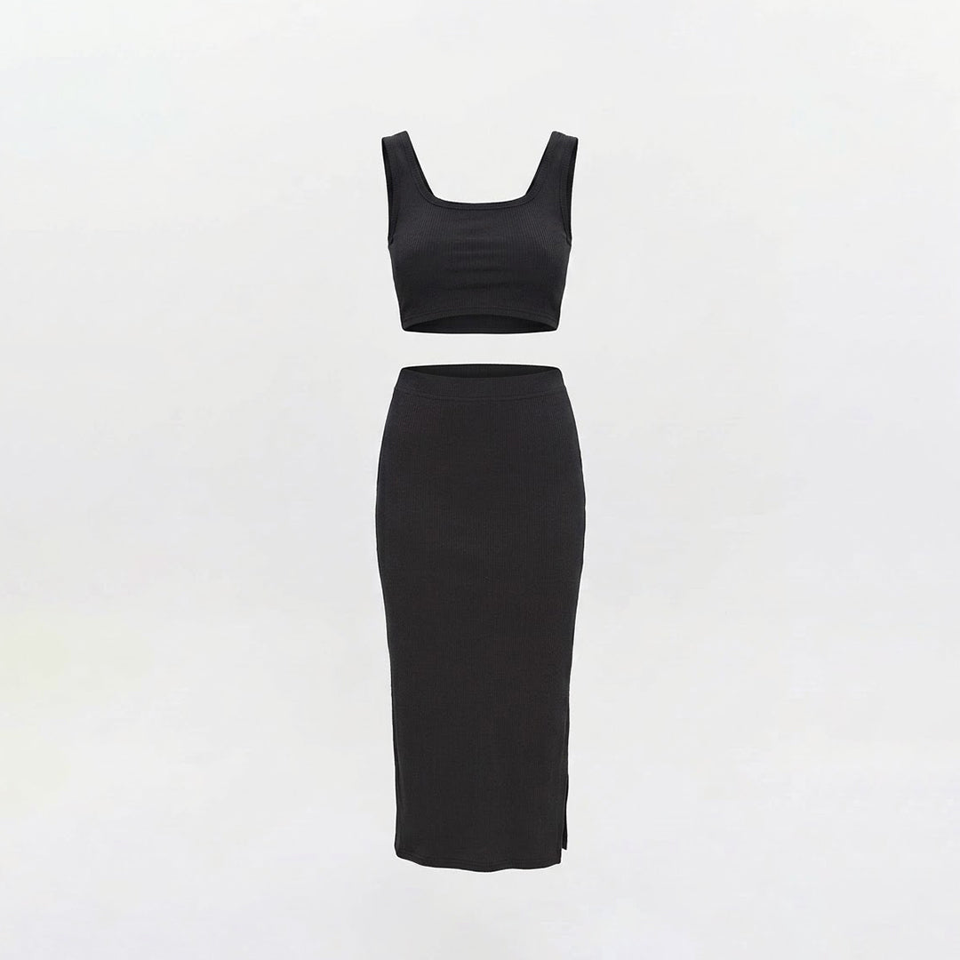 Falda midi acanalada