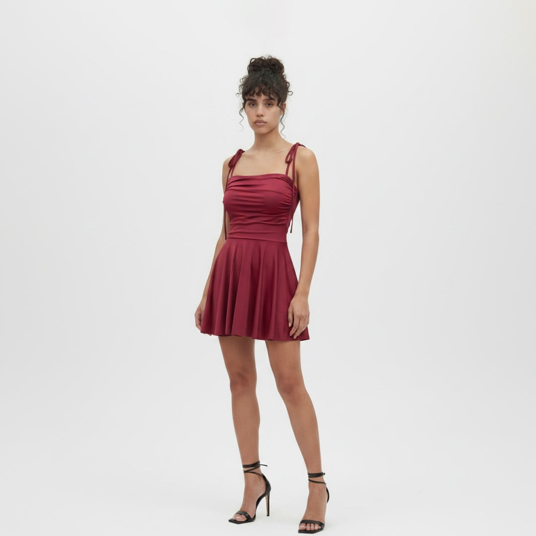Vestido mini tirantes con lazo