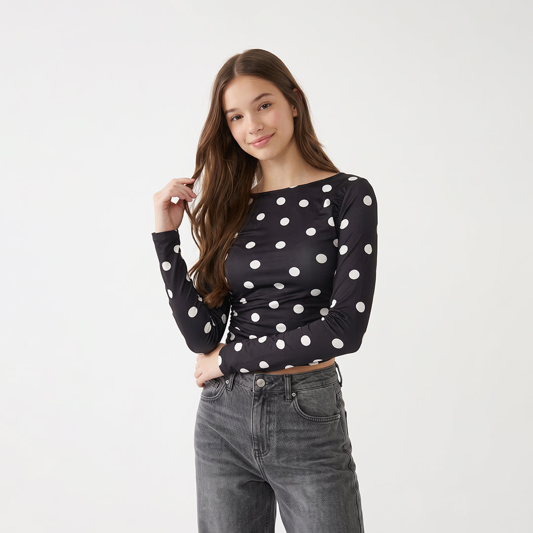Blusa manga larga polka dots