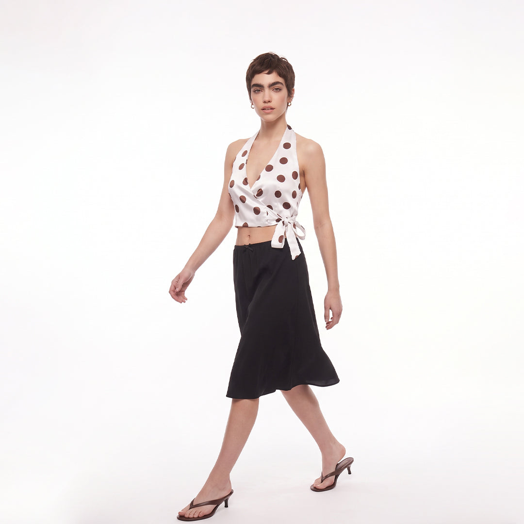 Crop top polka dots satinado