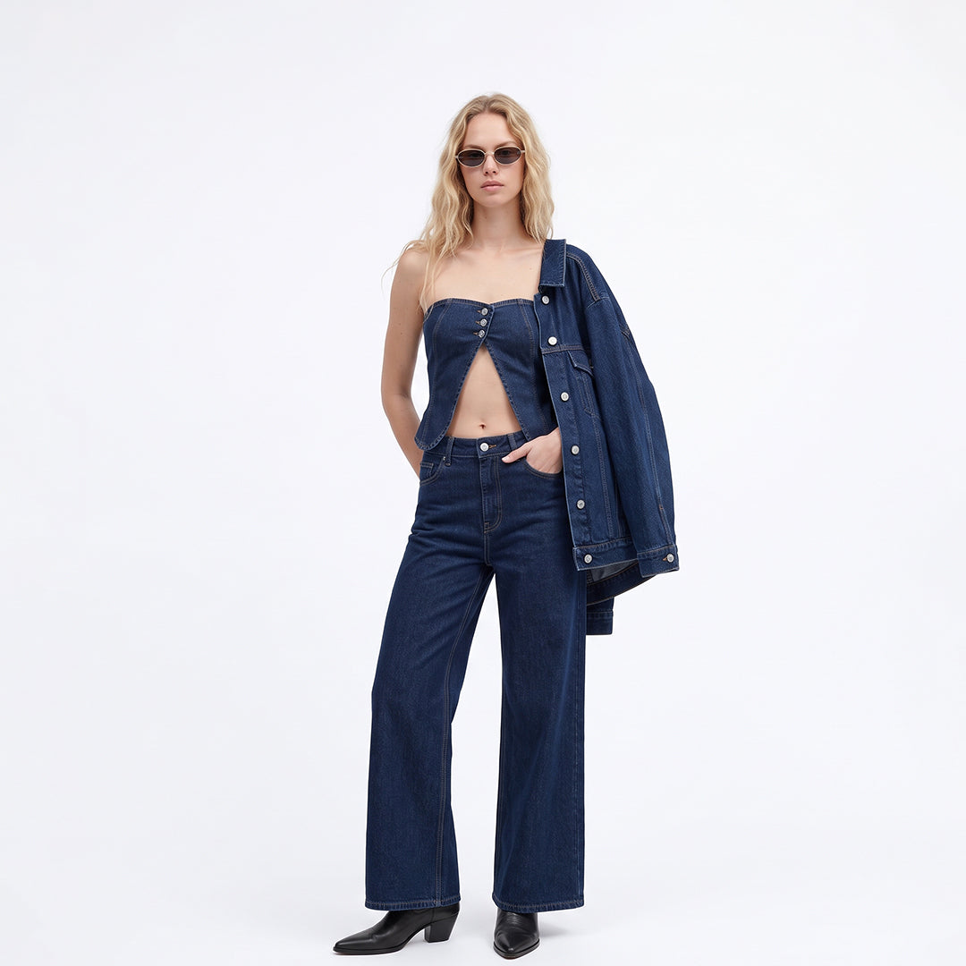 Jean wide leg denim oscuro