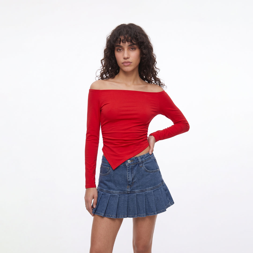 Blusa asimétrica manga larga