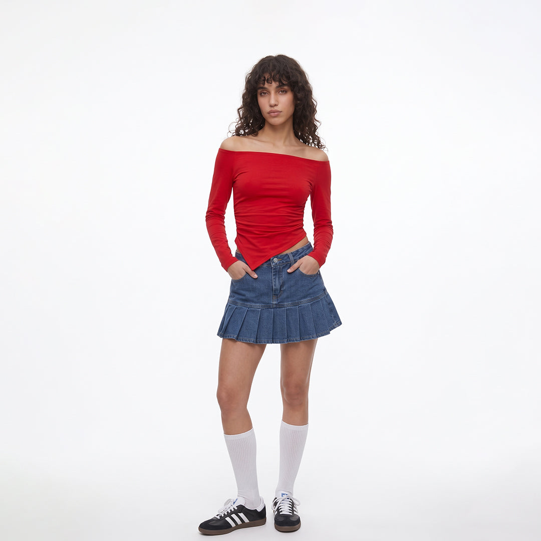 Blusa asimétrica manga larga