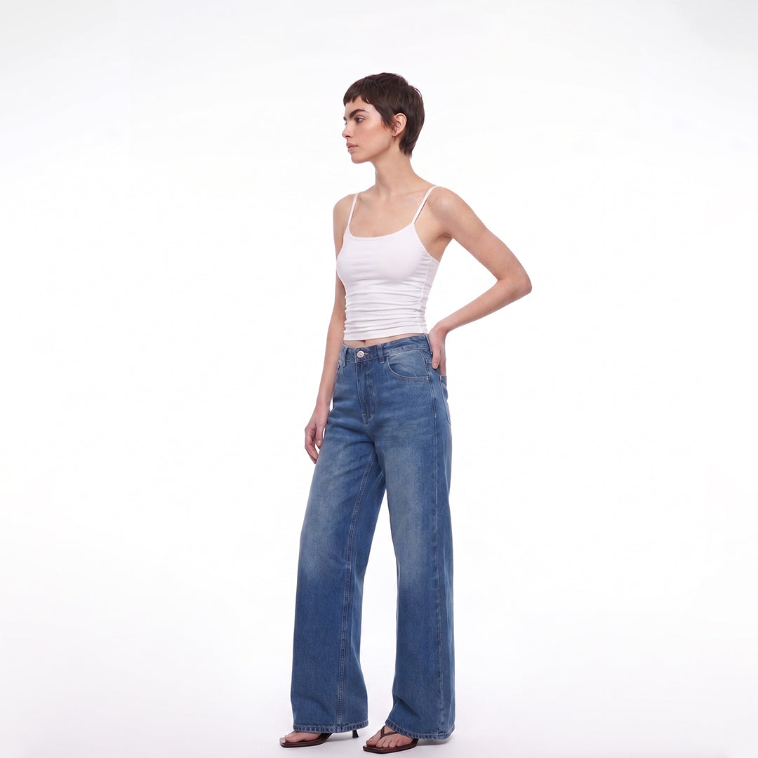 Jeans wide leg estrellas