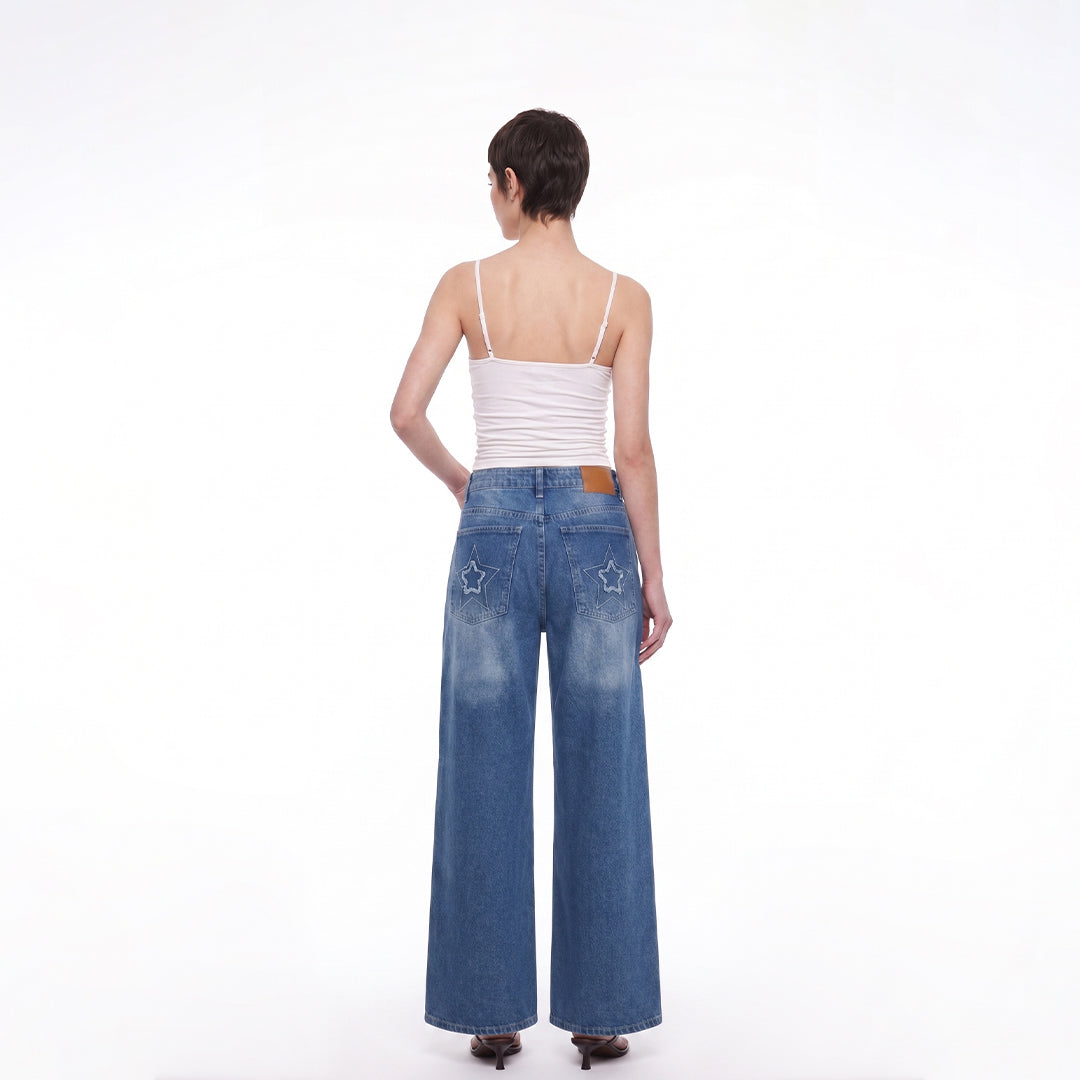 Jeans wide leg estrellas