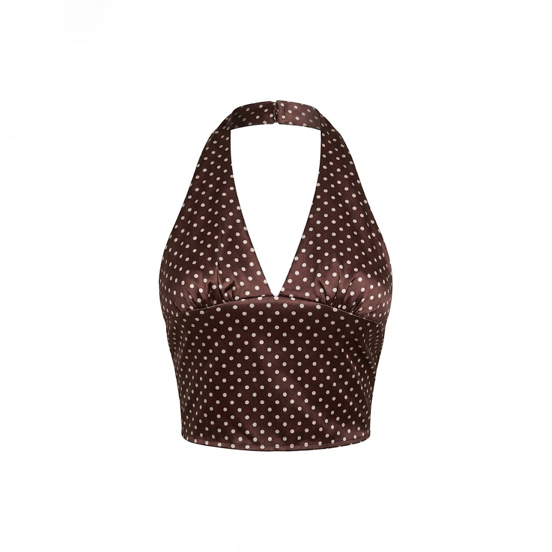 Crop top polka dots satinado