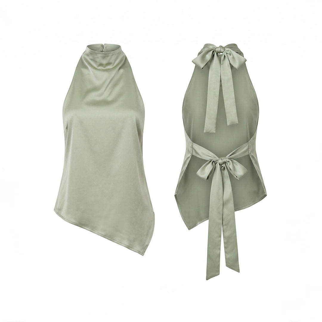 Blusa satinada escote en espalda