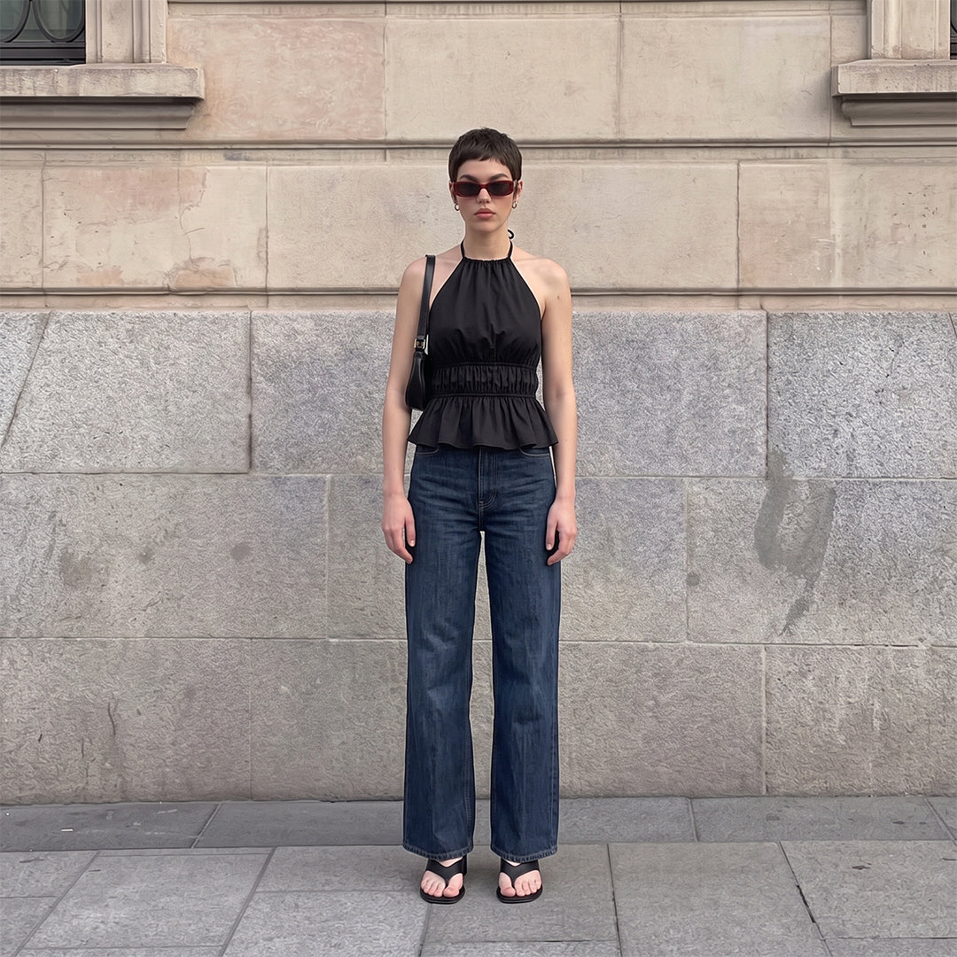 Blusa peplum halter