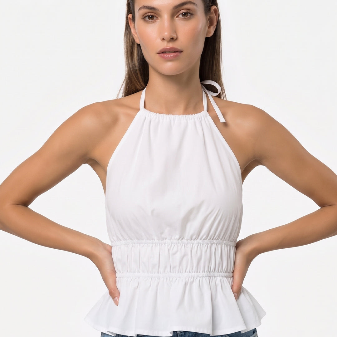 Blusa peplum halter
