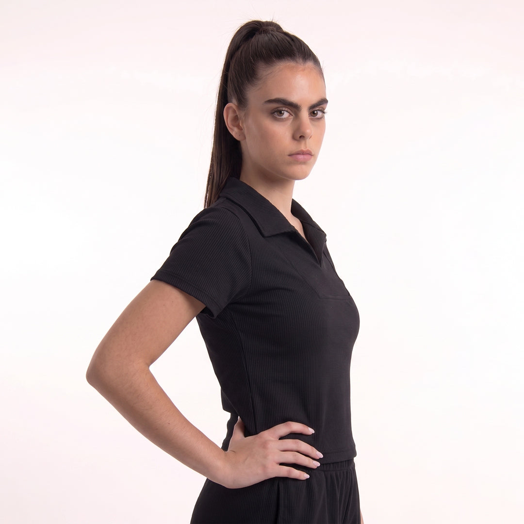 Blusa rib tipo polo