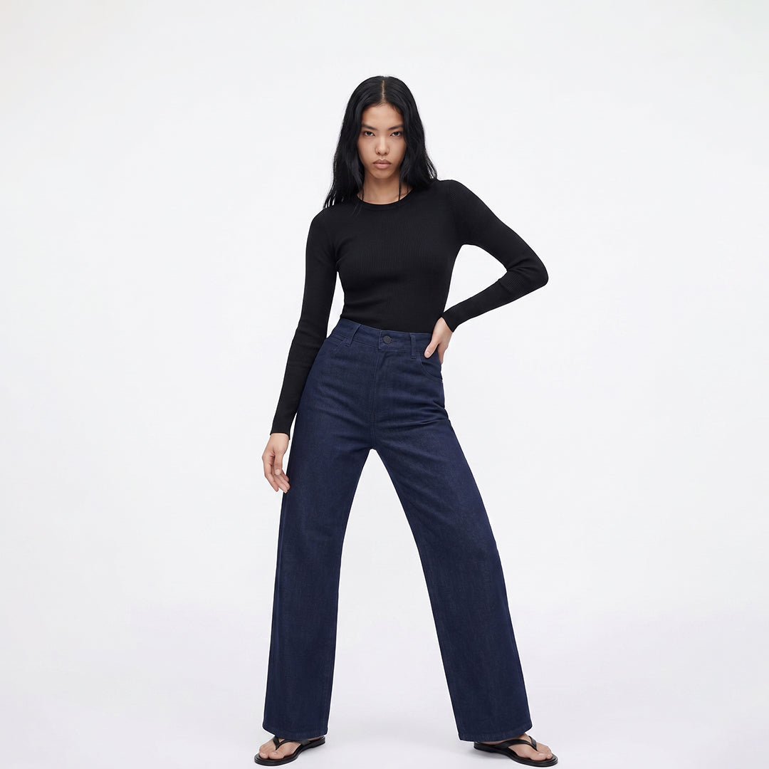 Jeans wide leg tachuelas