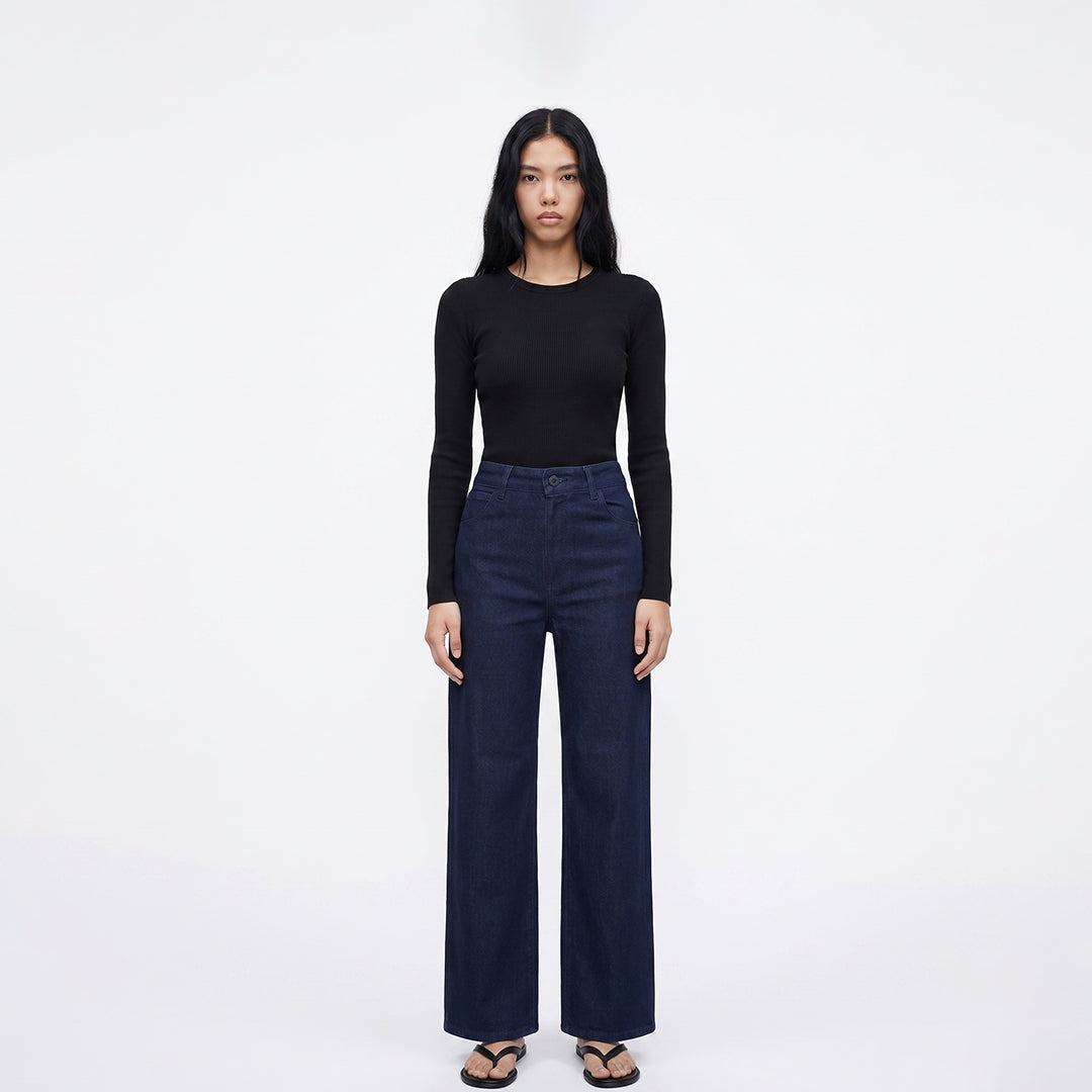 Jeans wide leg tachuelas