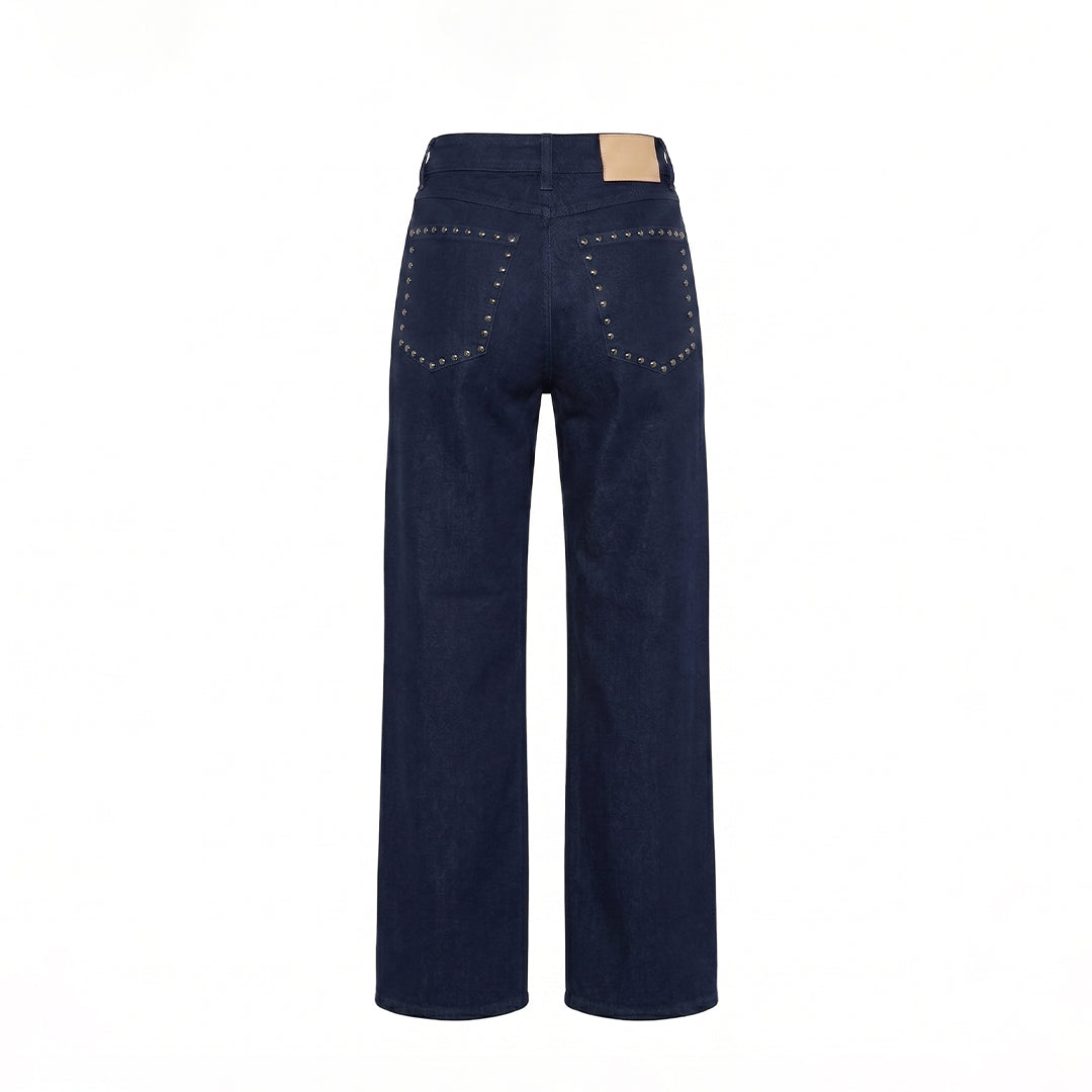 Jeans wide leg tachuelas