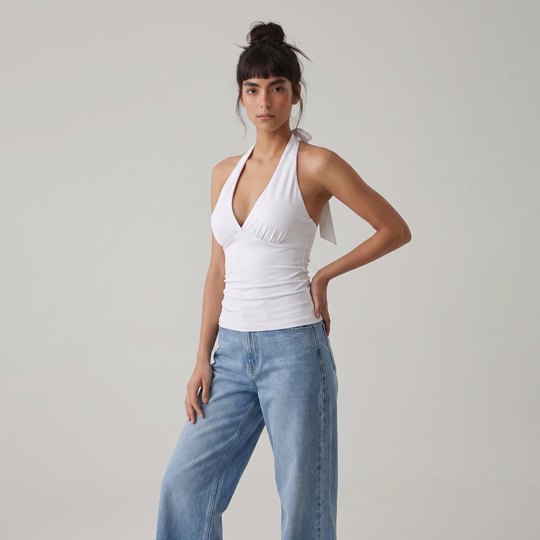 Blusa amarre en cuello