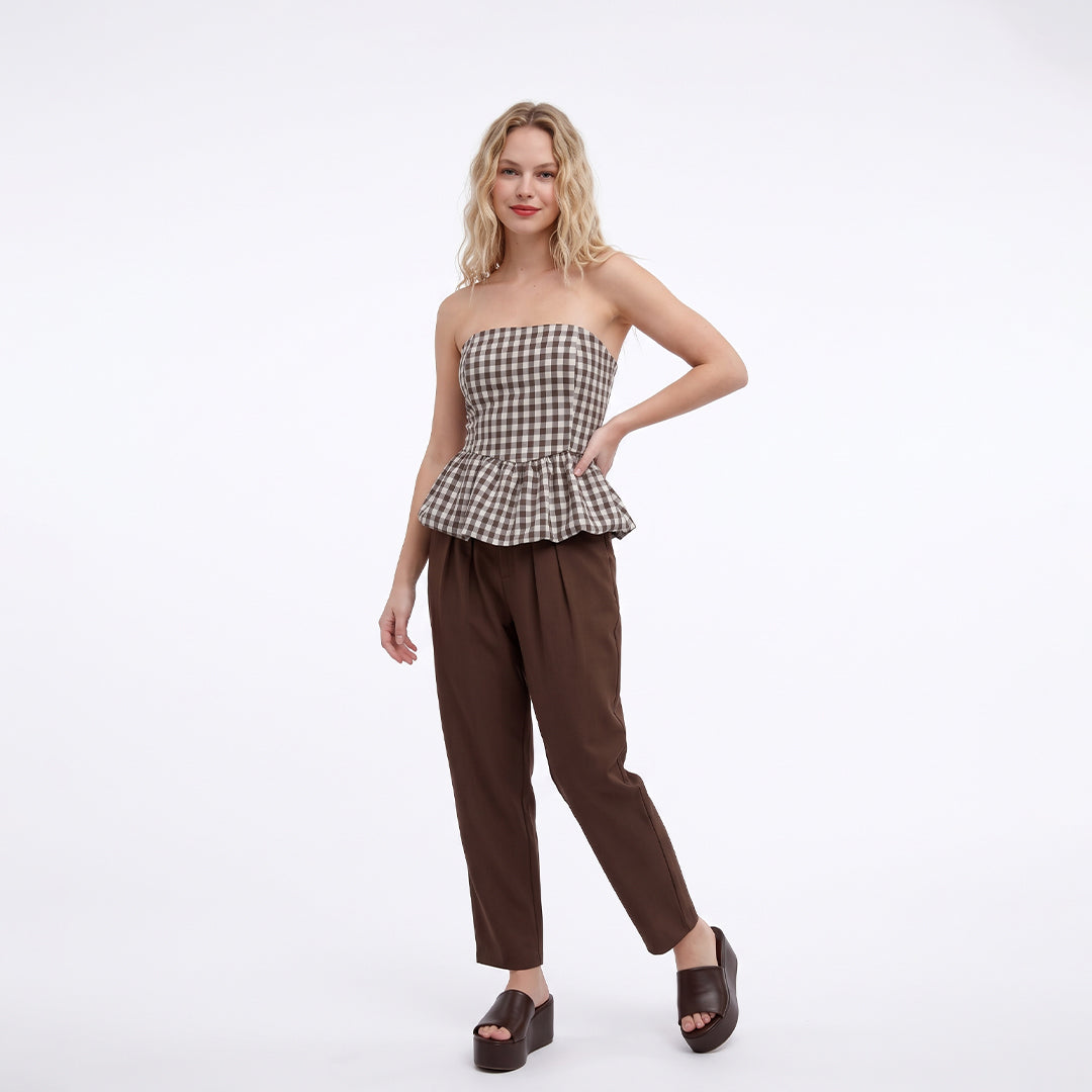 Blusa peplum cuadros