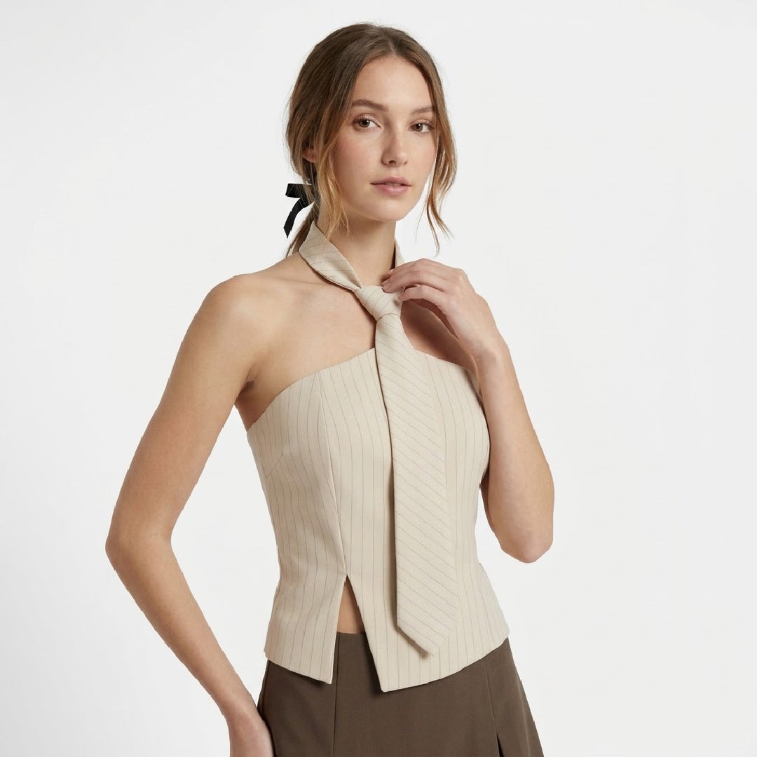 Blusa con corbata asimétrica