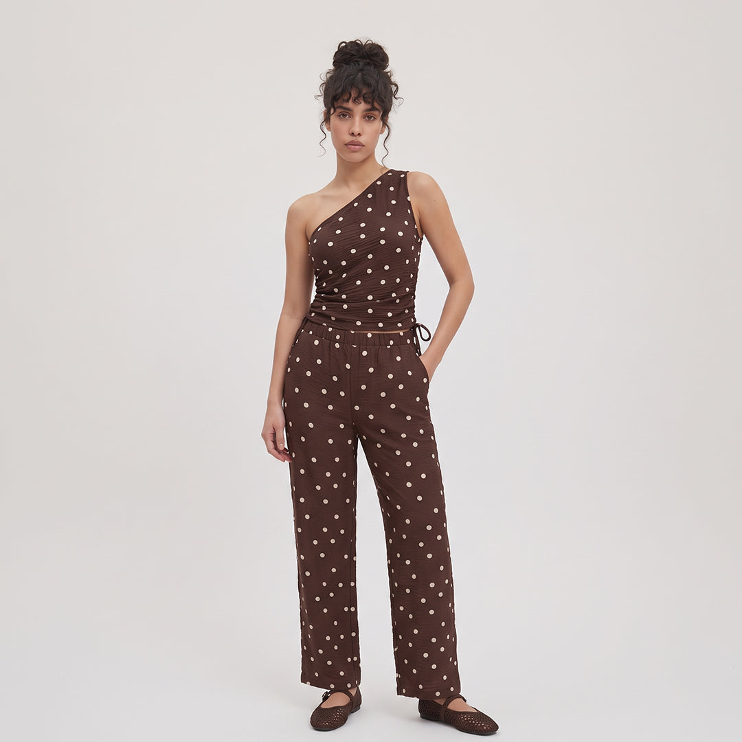 Pantalón ancho fluido polka dots