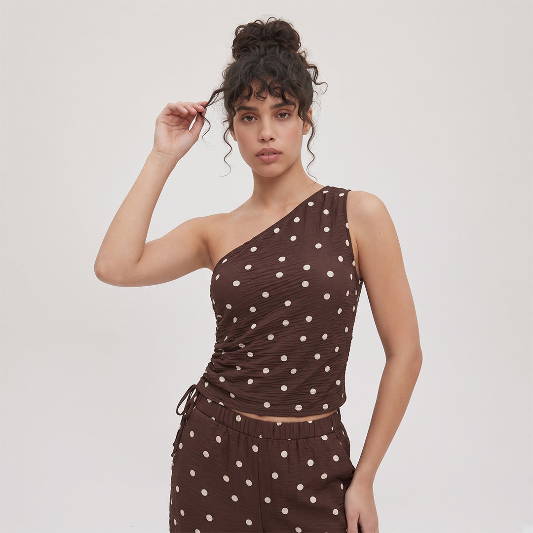Blusa asimétrica polka dots
