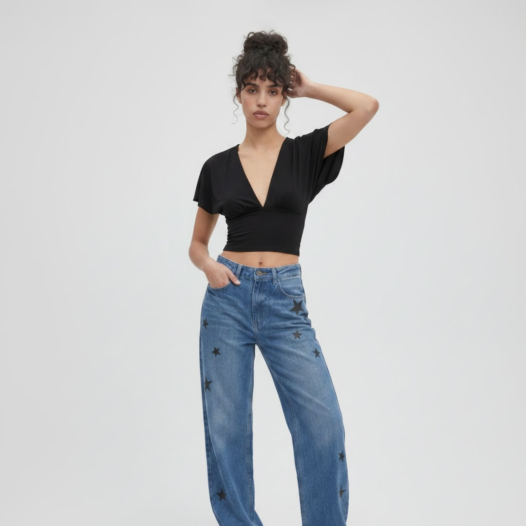 Crop top escote en V