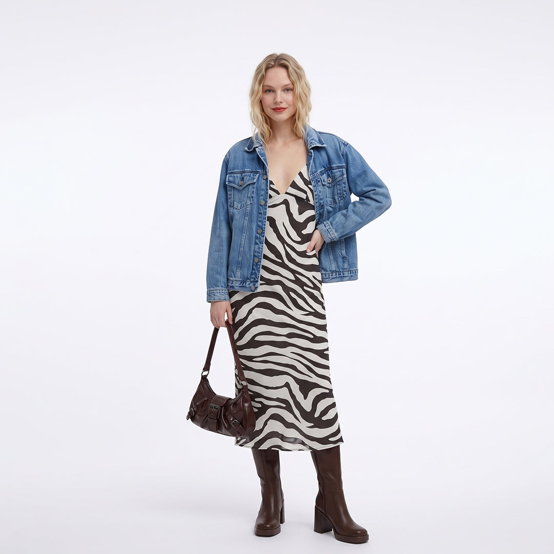 Vestido midi animal print