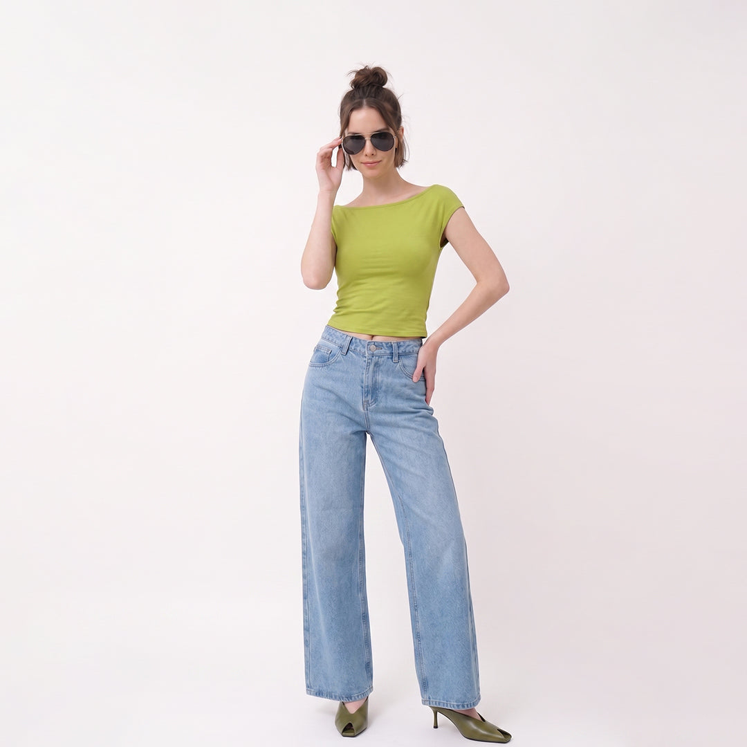 Jeans wide leg estrellas