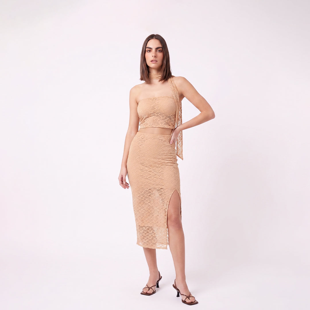 Falda midi encaje