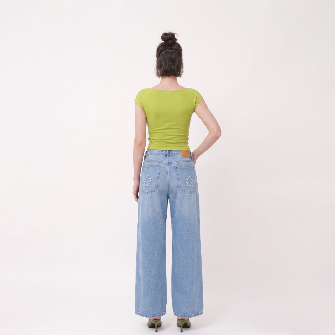 Jeans wide leg estrellas
