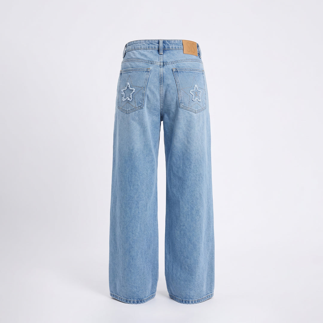 Jeans wide leg estrellas