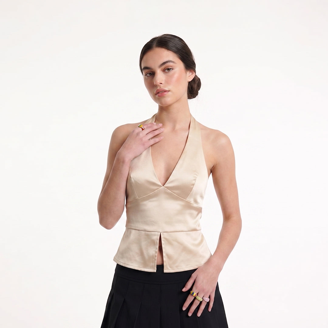 Blusa satinada halter
