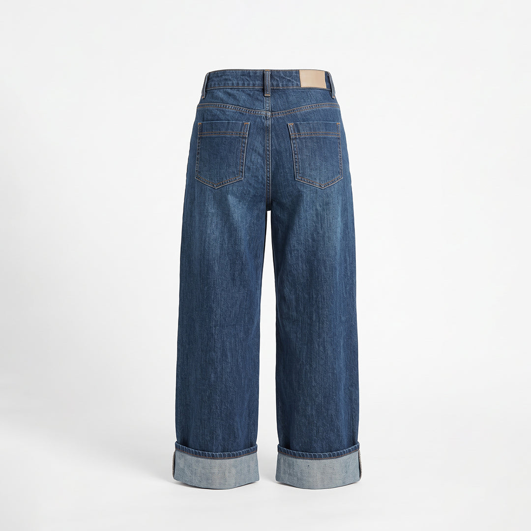 Jeans de corte ancho con dobladillo