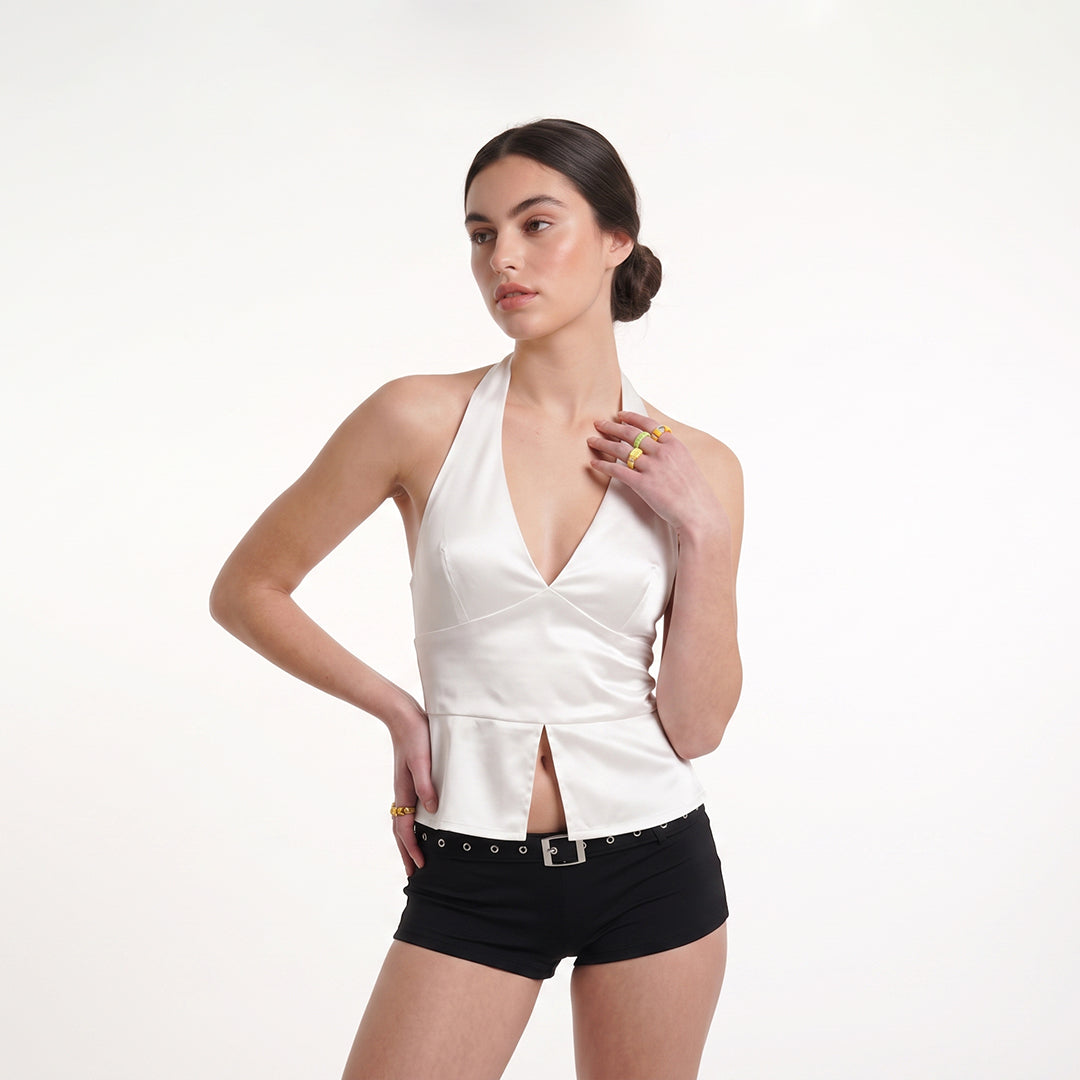 Blusa satinada halter