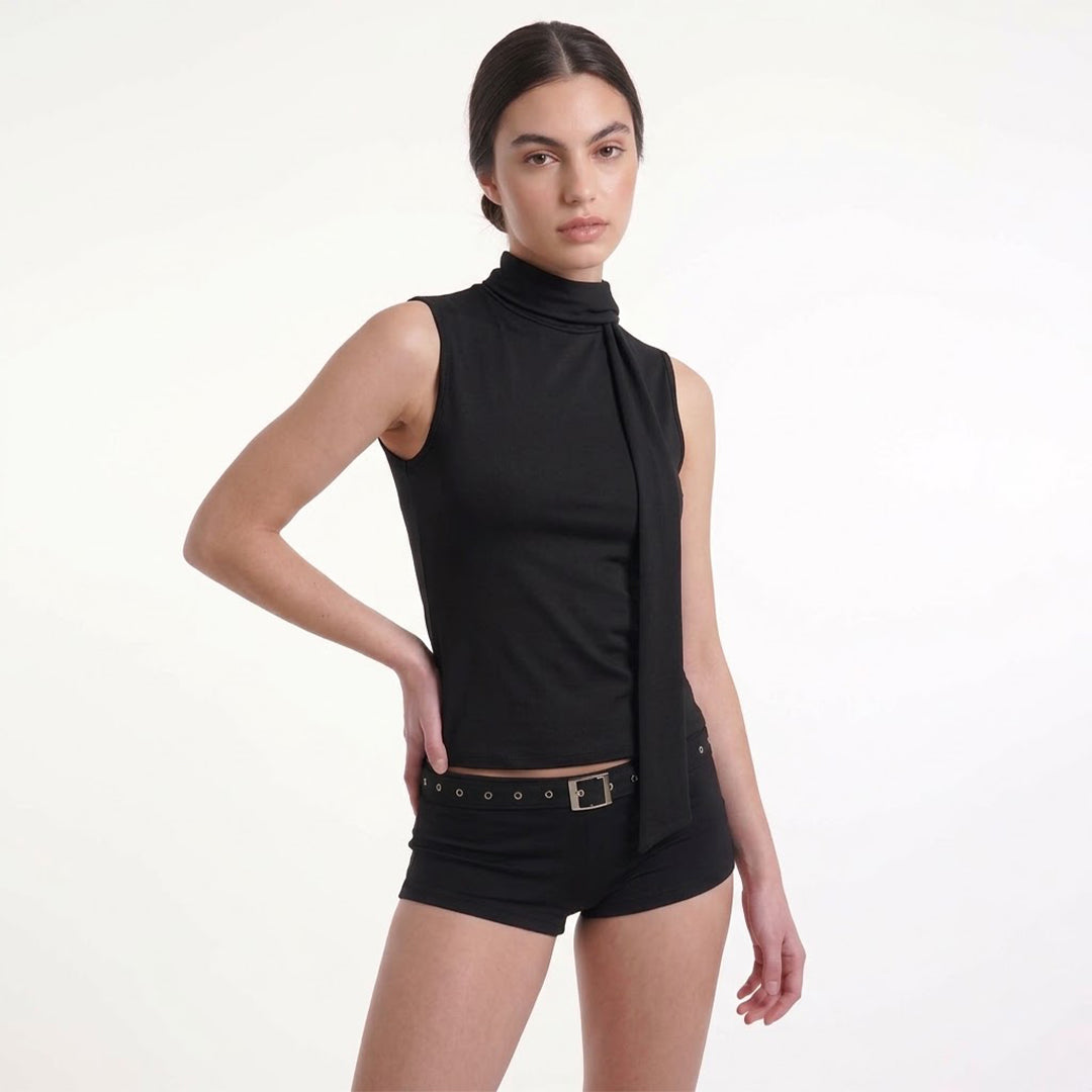 Blusa cuello alto bufanda