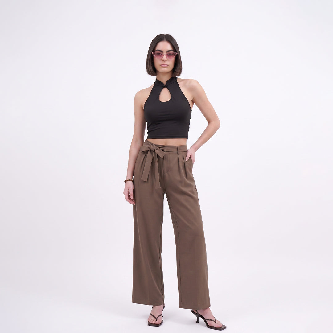 Pantalón ancho fluido lazo