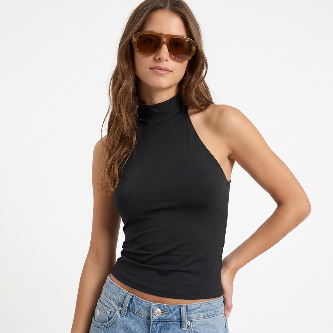 Blusa halter lazo en cuello