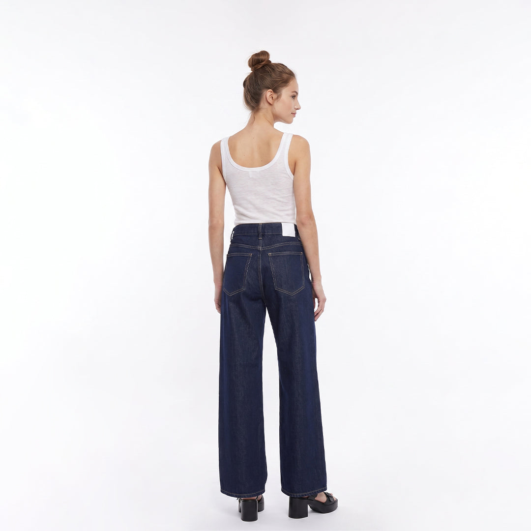 Jeans wide leg denim oscuro