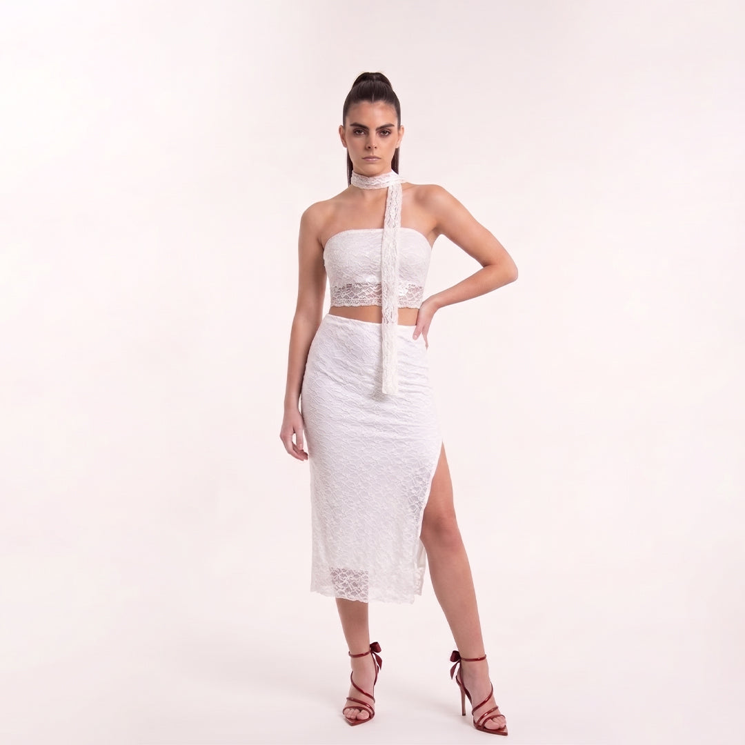 Falda midi encaje