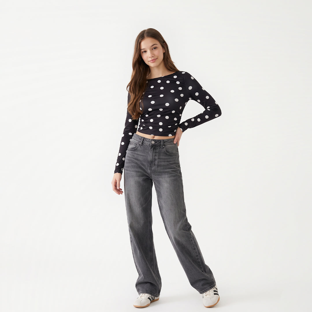 Blusa manga larga polka dots