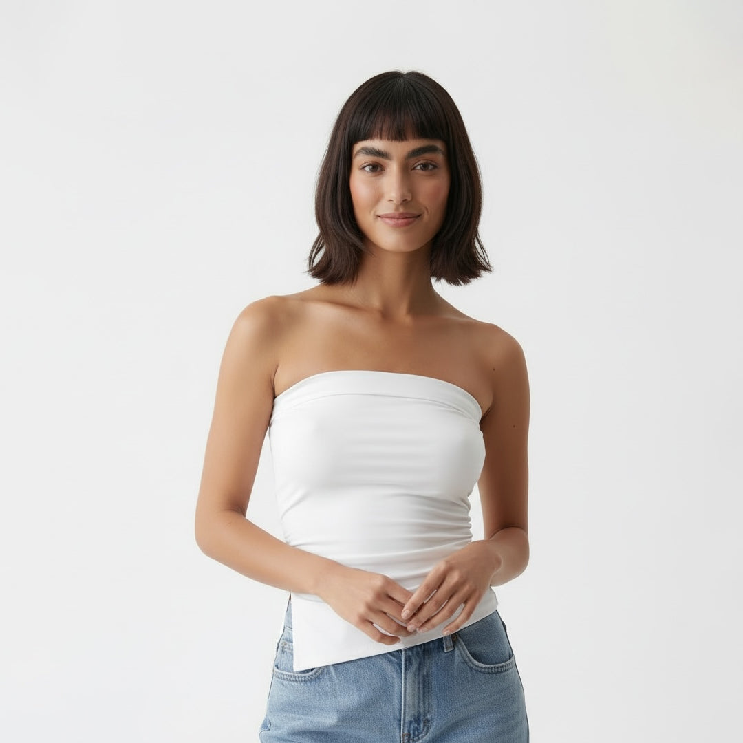 Blusa strapless doblez
